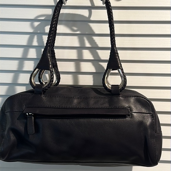 Mercer & Madison Small Plum Leather Satchel with inside zip pocket and zip close - Picture 1 of 10